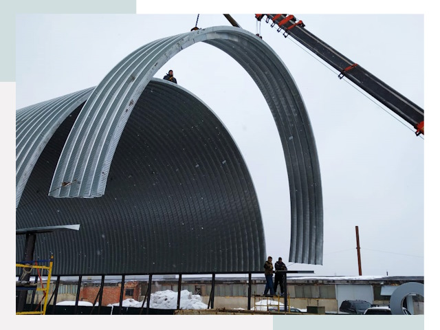 Полукруглые ангары в Миассе